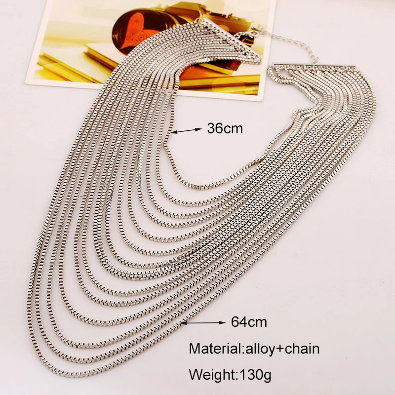 Модные цепи коробки многослойное колье для женщин изготовлено вручную Vinatage