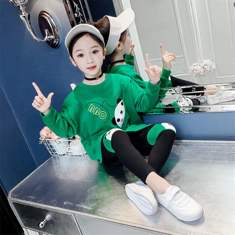 Одежда для маленьких девочек-подростков спортивный костюм с капюшоном на