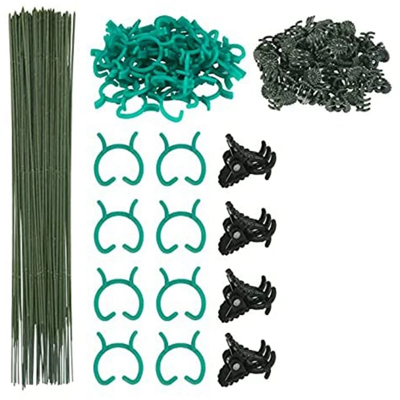 

150Pcs Plant Supports Set With 50 Plant Support Sticks Stakes 50 Plant Support Clips And 50 Orchid Clips