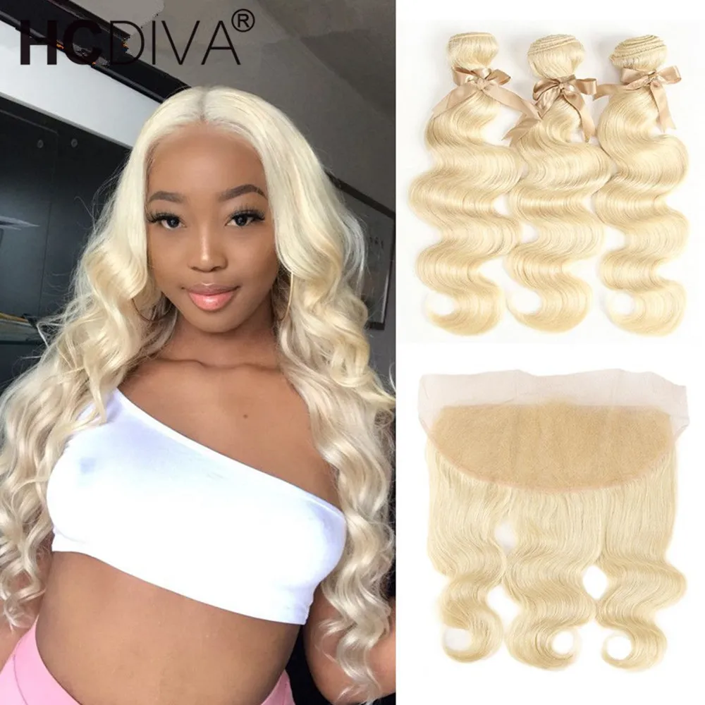 

20inch--40inch 613 Blonde Bundles With Frontal Brazilian Body Wave With Frontal Remy Human Hair Lace Frontal Closure With Bundle
