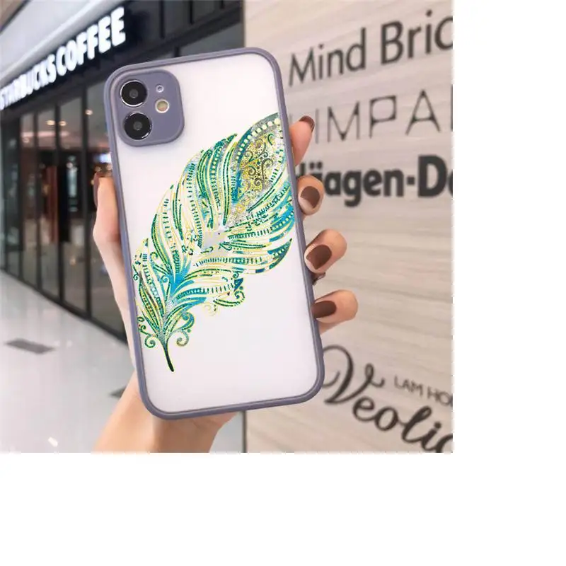 

Peacock feather art pattern high quality Phone Cases matte transparent For iphone 7 8 11 12 plus mini x xs xr pro max cover