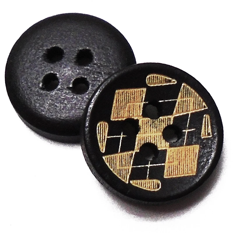 ZIEENE 30 шт. деревянные 15 мм черные лазерные пуговицы 4 отверстия для шитья Diy