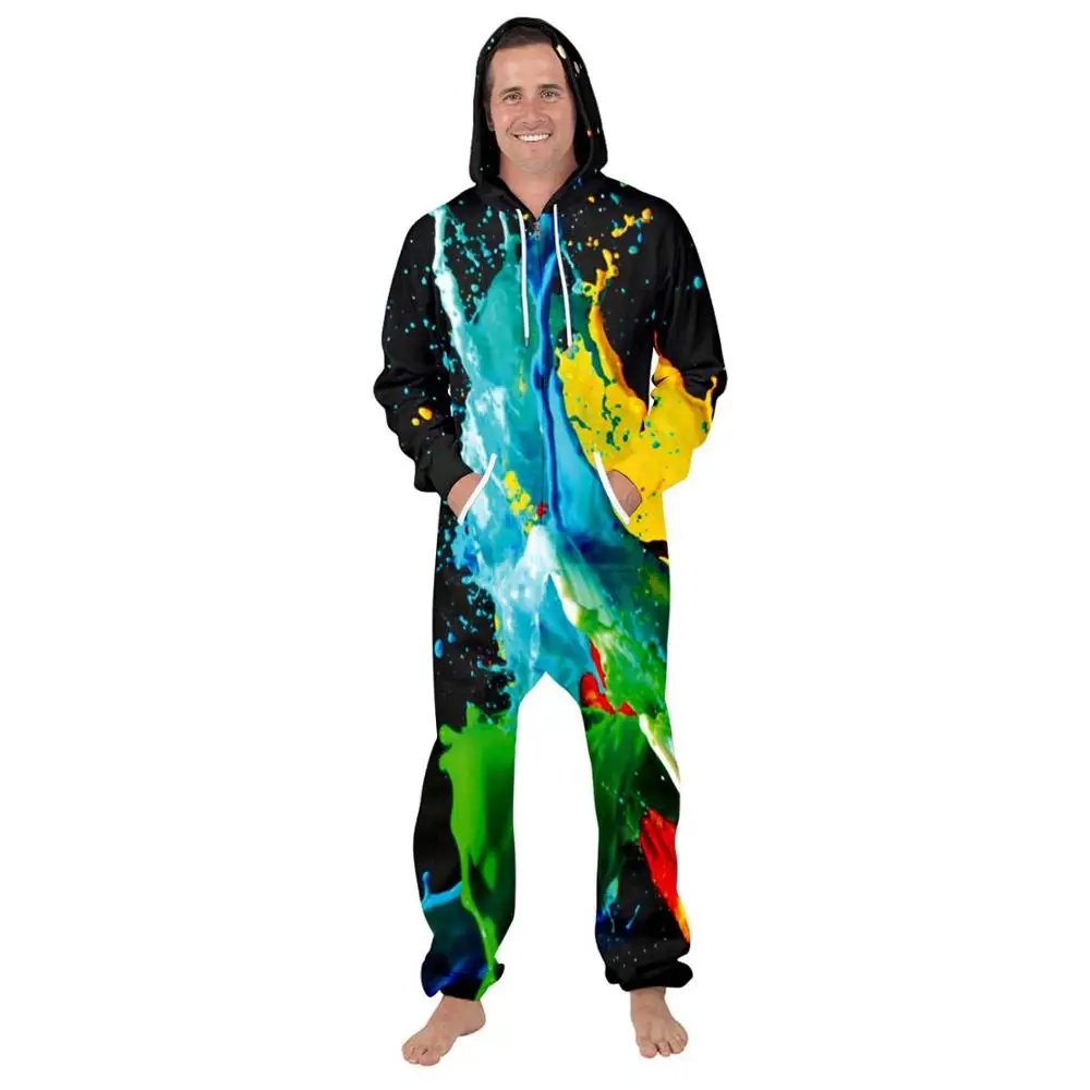 Женский Осенний комбинезон с капюшоном взрослый 3D принт длинный рукав костюм