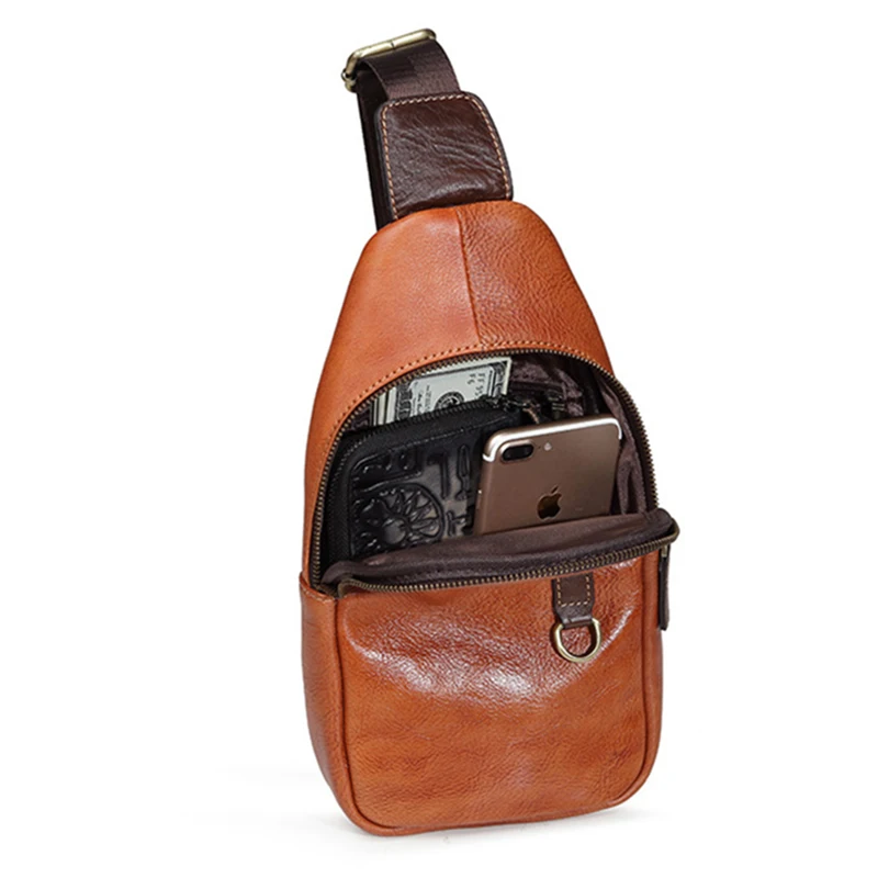 Мужской рюкзак-слинг на одно плечо из натуральной кожи | Багаж и сумки