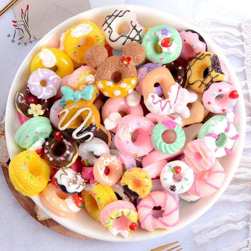 

DIY Nail Art Accessories 3D Cute Food Donuts Mobile Phone Mould Various Resin Arylic Rhinestone Gems Decorations Manicure Kawaii