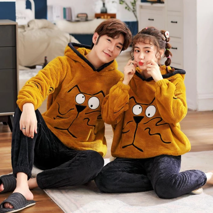 Мужская Фланелевая одежда для сна зимние теплые пижамные комплекты пар