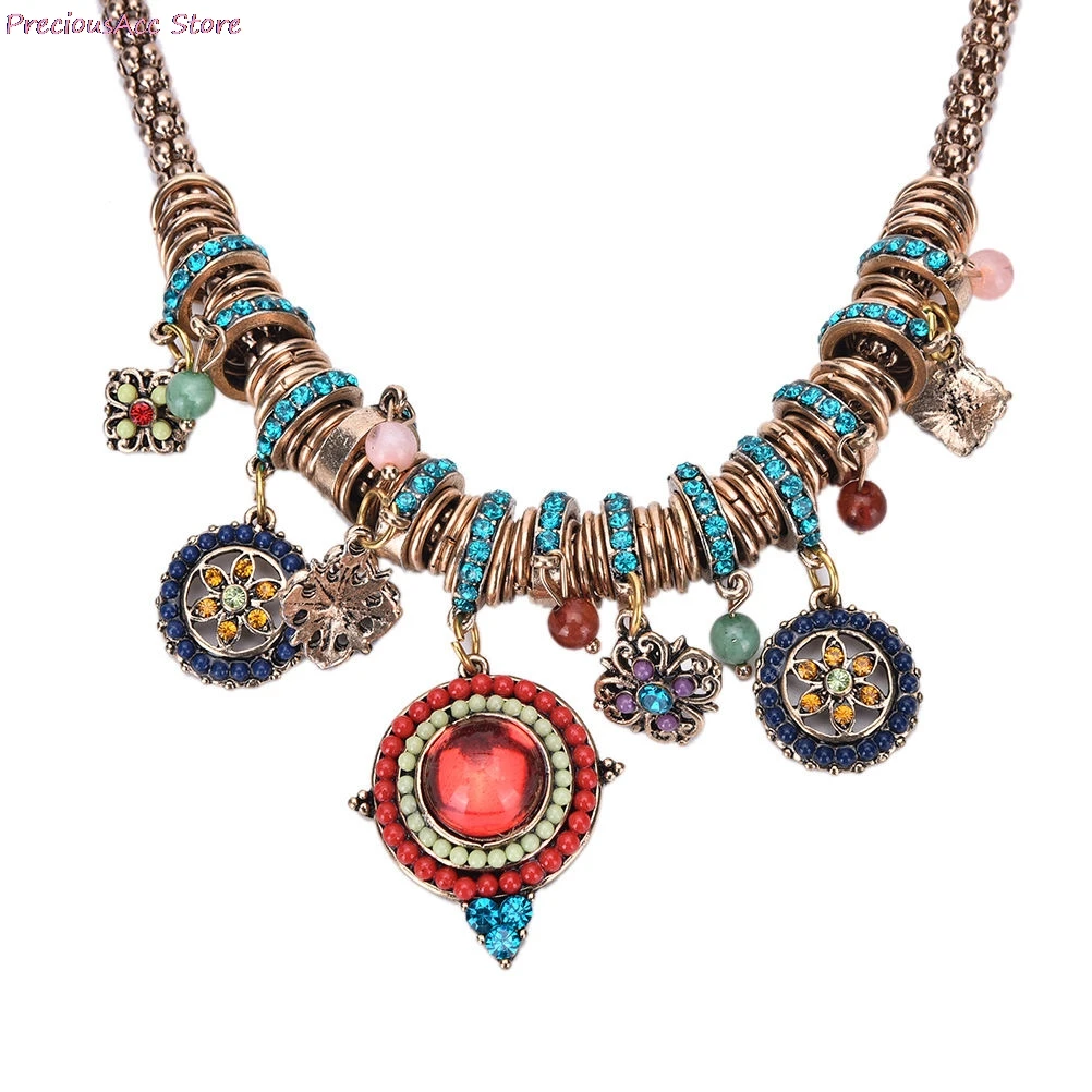 Bohemian Maxi Choker Statement Necklace Women Vintage Collar Collier Colorful Boho Crystal Turkey Jewelry | Украшения и