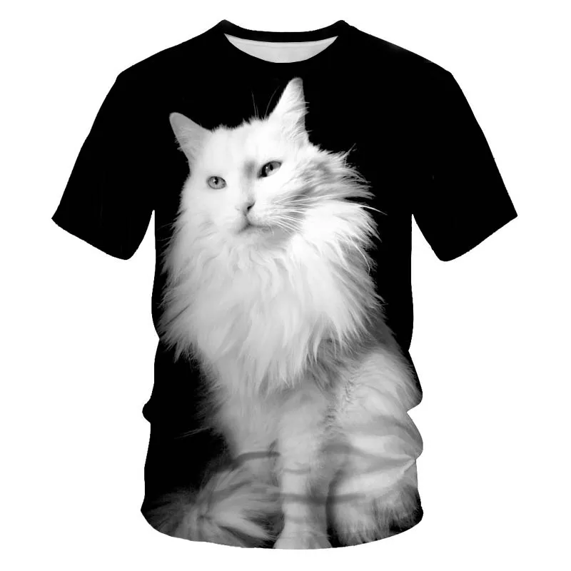 

2021 new summer men's and women's fashion T-shirt 3D animal two cat print T-shirt men's short-sleeved T-shirt XXS-6XL