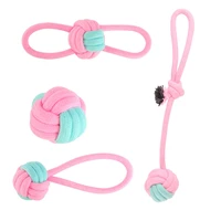 4pcs set pet toy bite resistant molar dog toy pink and blue pet cotton rope knot toy set pet accessories