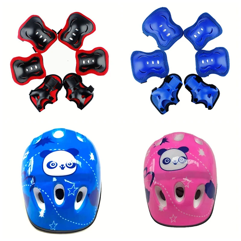

7 Pcs Skating Protective Gear Set Knee Wrist Guard Elbow Pads Bicycle Skateboard Ice Skating Roller Knee Protector Guard For Kid