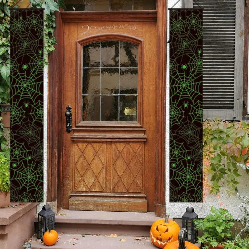 Halloween Decorations Luminous Spider Web Front Porch Signs Glow in the Dark Banner Couplet for Door Outdoor Yard Garden | Дом и сад