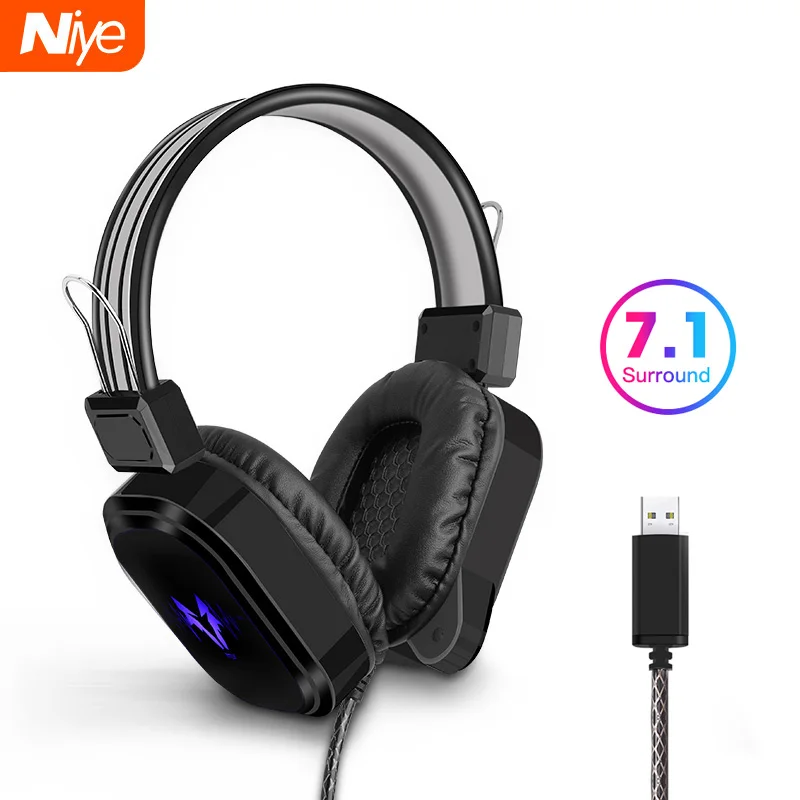Игровые наушники гарнитура для геймеров с объемным звуком 7 1 проводная USB