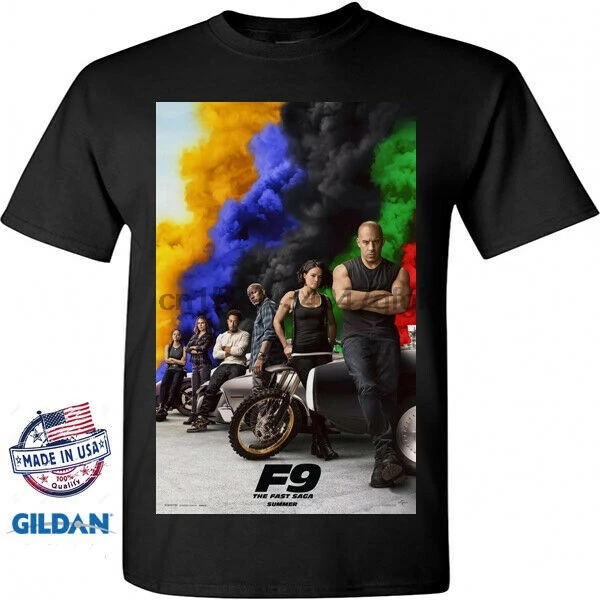 Плакат фильма Форсаж 9 2020 F9 Черная Футболка размер S M L XL 2XL | Мужская одежда