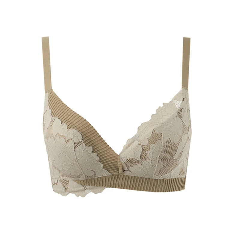 

DELFINE French embroidery lace small chest gathered underwear adjustable ladies bra bra women
