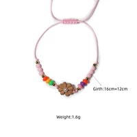 female anklet monochrome rope belt colored bead flower pendant seaside holiday wind bohemia