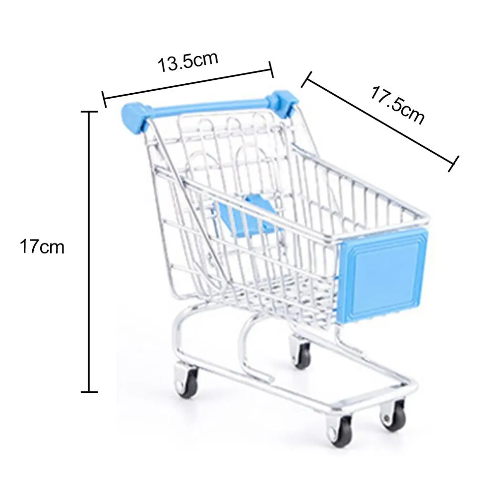 Sky blue L Мини тележка из супермаркета из нержавеющей стали корзина для покупок Режим хранения игрушек телефон ручка держатель игрушки подарки для детей - Цвет: Sky blue L