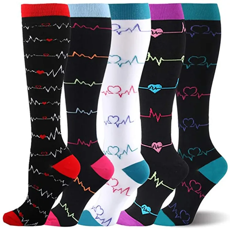 Sports Compression Socks 5/6/7/8 Pairs Running Medical Compression Stockings Knee High Gradient Men Women Adult Nurse Cycling