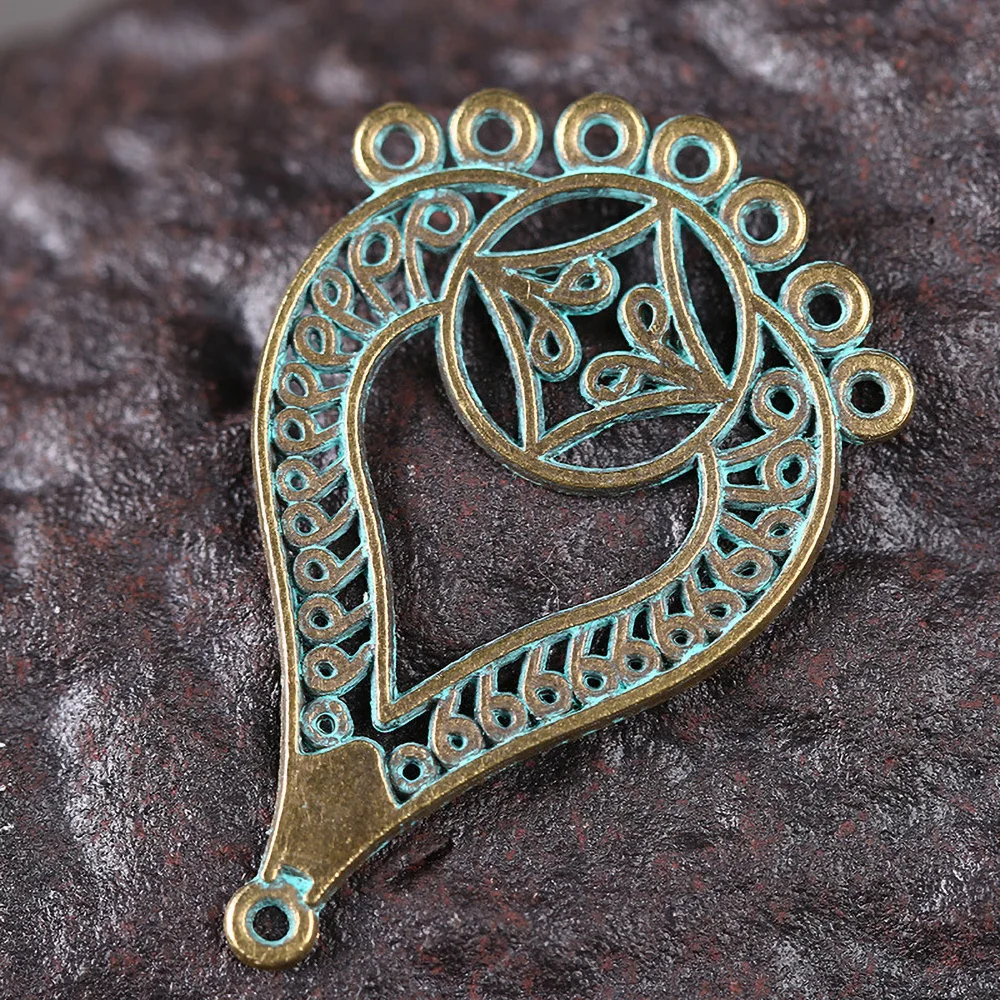 10 шт 27*42 мм сплав ярь-Медянка патина покрытая пористой формы падения винтажные