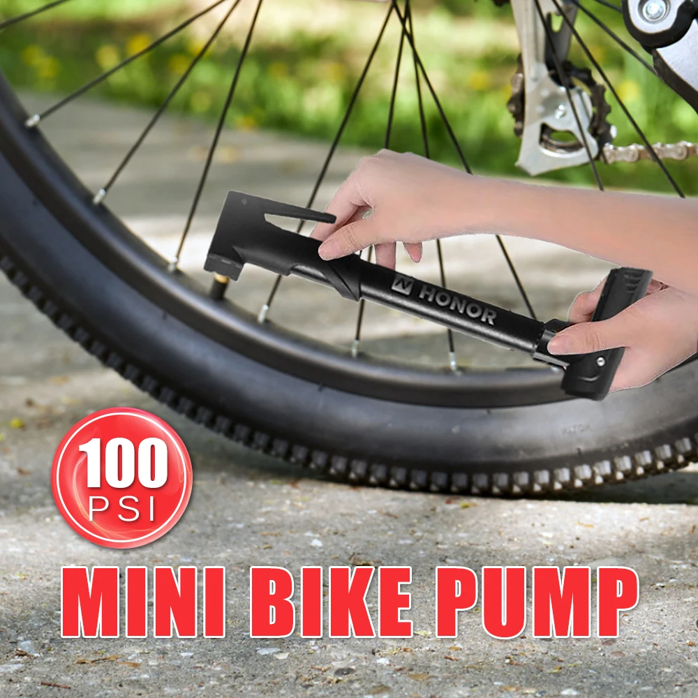 

Bike Pump 100PSI Bike Air Pump Schrader Valves Tire Tube Inflator with Multifunction Ball Needle Cycling Air Inflator