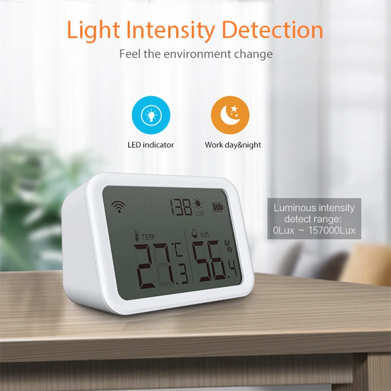 Tuya Zigbee 3.0 Датчик температуры и влажности детектор освещенности цифровой