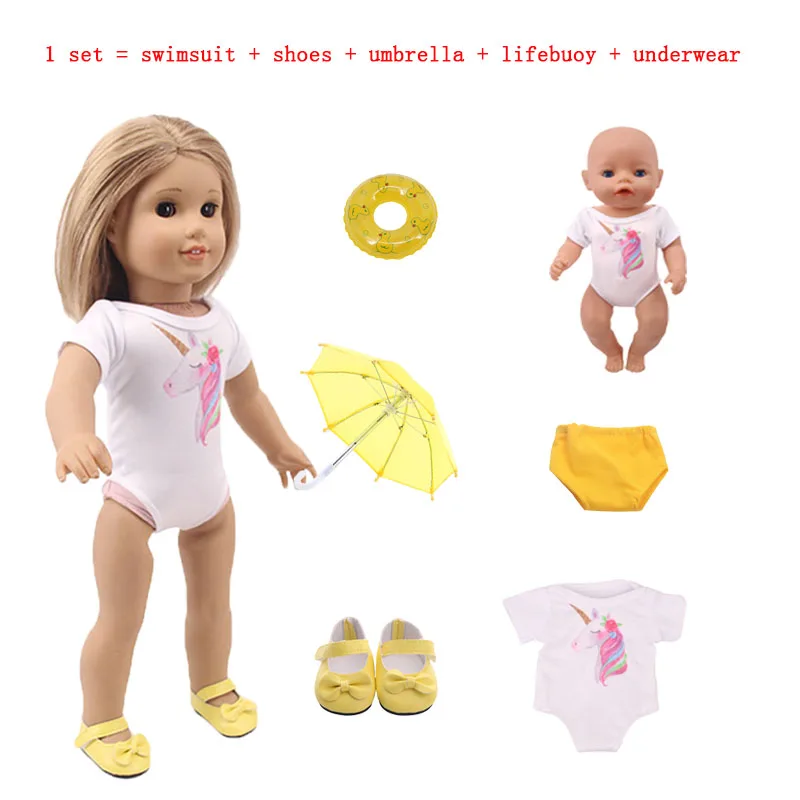 2019 смешанный костюм кукольная одежда 1 комплект = купальник + обувь зонтик