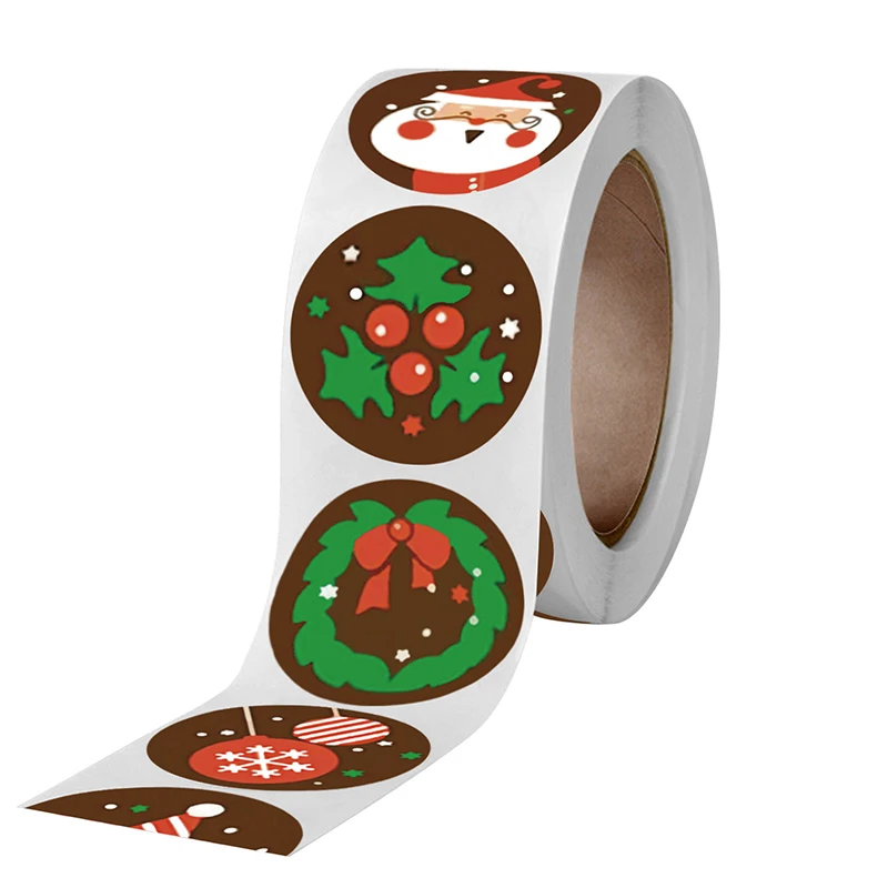 

Round Merry Christmas Stickers 500pcs Xmas Gifts Packaging Sealing Labels Decor