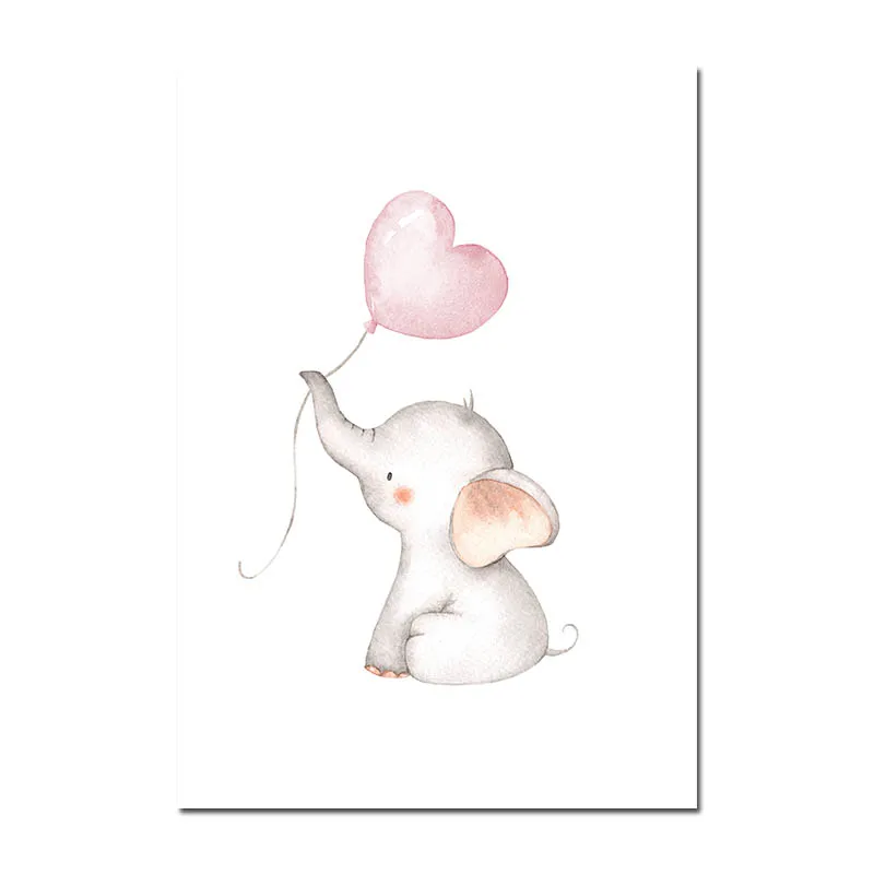 Детский Настенный художественный постер слон воздушный шар Печать холст Картина