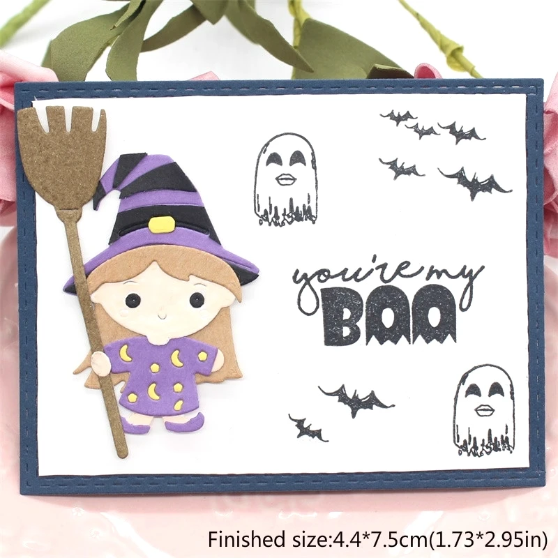 KSCRAFT милые ведьма металлические режущие штампы трафареты для DIY