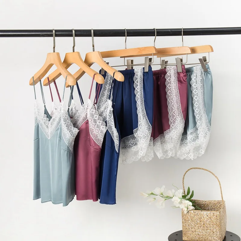 

Pajamas Women's Suit Spring Fashion Casual Sexy Home Clothes Lively Cute Style Silky Satin Simple Female Summer Pijama Feminino