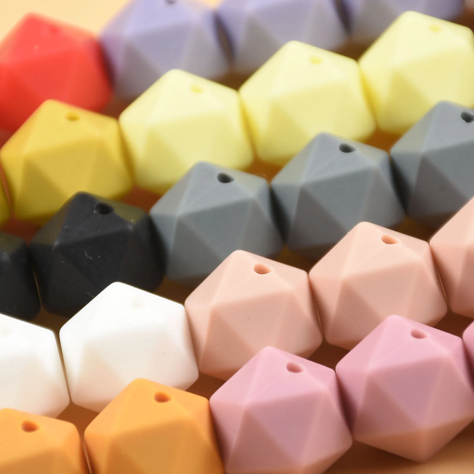 Cuentas geom&eacute;tricas de silicona para dentici&oacute;n de beb&eacute;, collar de dentici&oacute;n de 14 MM, icosaedro Perle, 20 Uds.-0