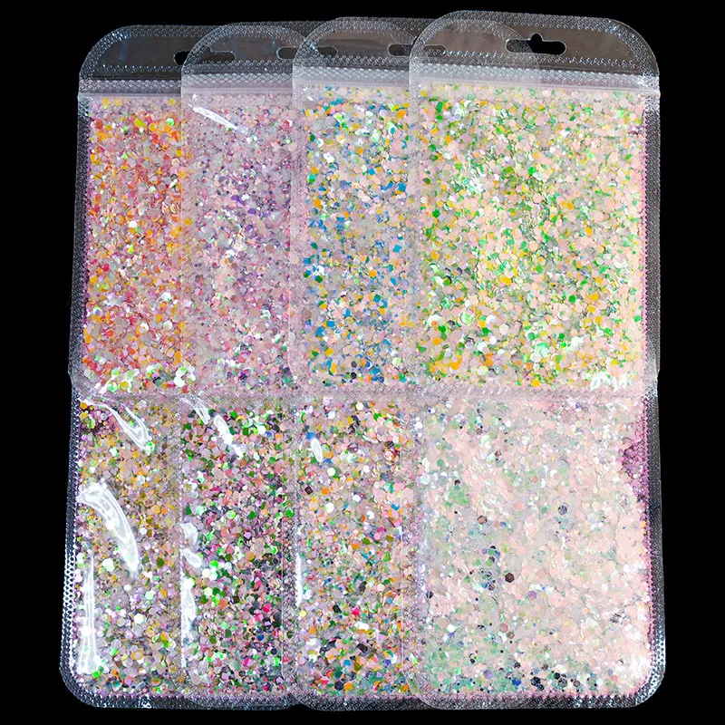 

H37F-36F-H3 10g/pack DOUBLE Color Confetti Loose Glitter Nail Flakes for Acrylic Nails, Face, Body Two-color Chunky Sequin Mixes