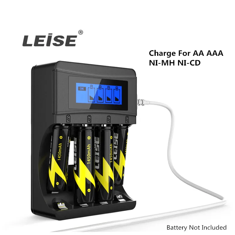 Leise зарядное устройство для аккумуляторов AA AAA 2a 3a nimh ЖК дисплей USB кабель