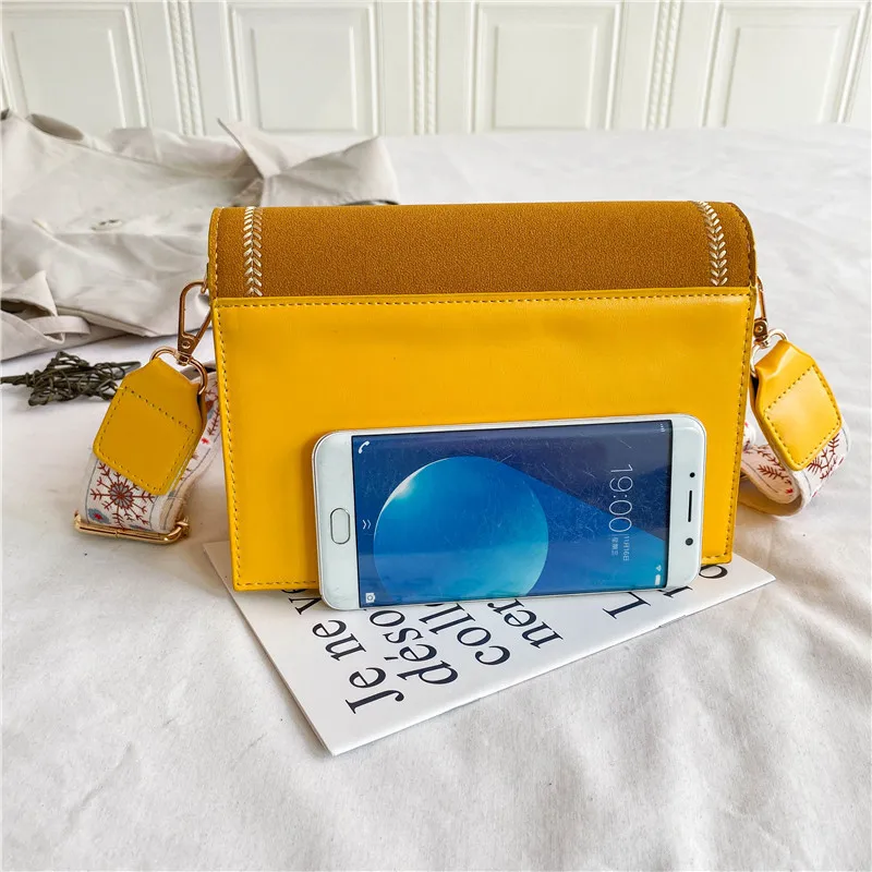 2020 Frosted Square Fashion Suede Shoulder Bag Wide shoulder strap Women's Crossbody Messenger Bags Ladies Purse Female Handbag | Багаж и