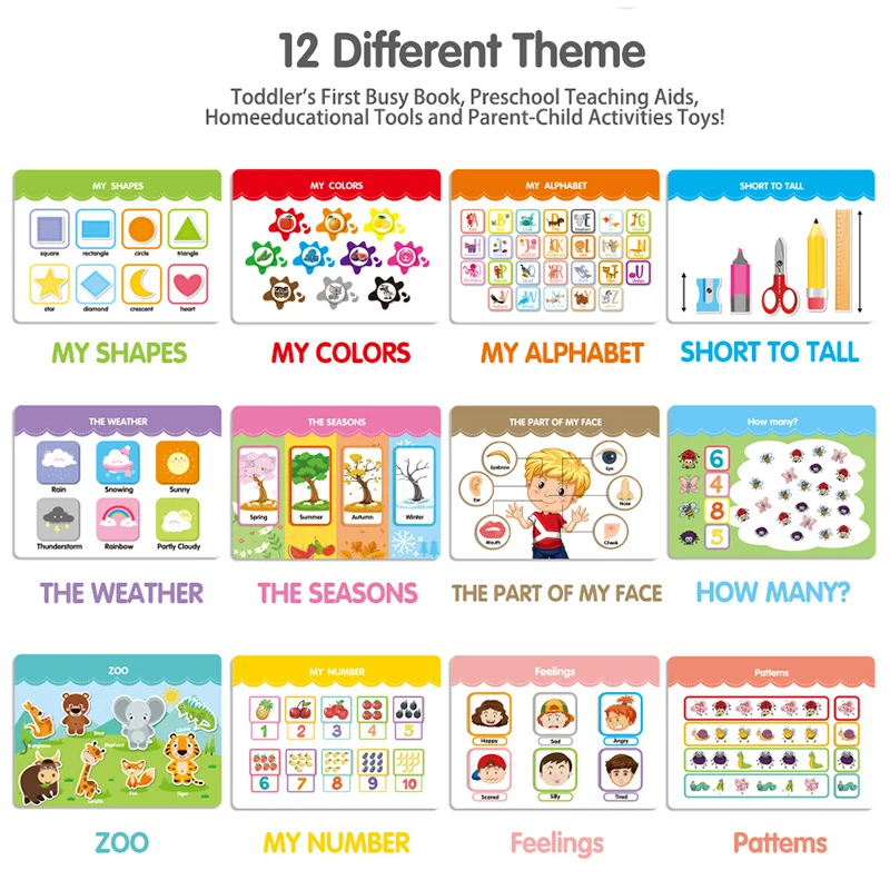 Juguete Montessori My First Busy Book para ni&ntilde;os peque&ntilde;os, libro educativo silencioso de Velcro, carpeta de actividades, tablero ocupado, juguetes de aprendizaje para ni&ntilde;os-2