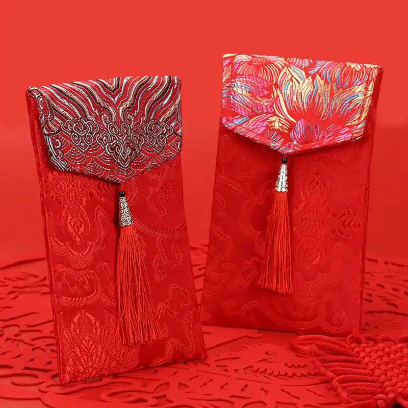 Красный конверт в китайском стиле сумка для денег на удачу вертикальная ткань