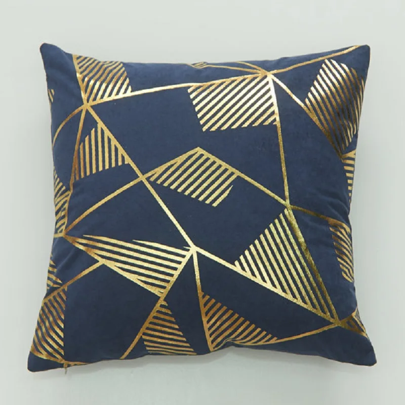 Синий кашемировый свитер с геометрическим рисунком Позолоченные Подушка Чехол