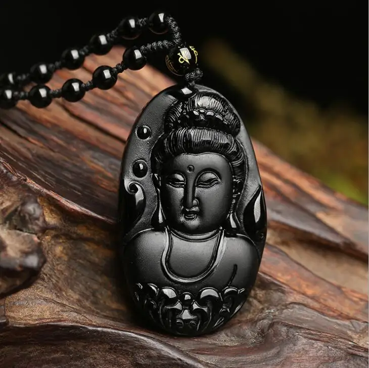 Подвеска из натурального обсидиана для мужчин и женщин ожерелье с кристаллами