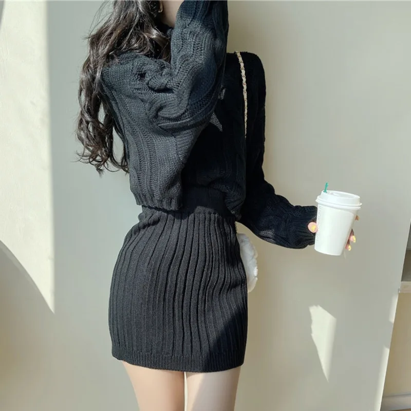 

chandal mujer invierno 2020 winter clothes two piece set women Sweaters pullover crop Top Skirt set two piece outfits pull femme