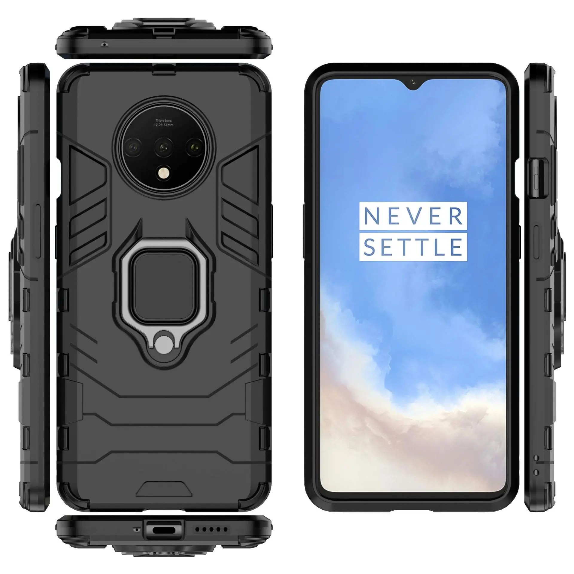 Гибридный чехол с кольцом-подставкой для oneplus 7 T, Жесткий Чехол из поликарбоната, противоударный защитный чехол на заднюю панель для one plus 7t pro, чехол для oneplus 7t