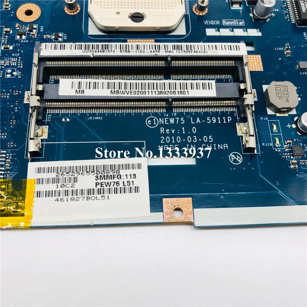 Для ACER 5552 5552G 5551G 5551 Материнская плата ноутбука MBWVE02001 NEW75 LA-5911P материнская плата протестирована Быстрая