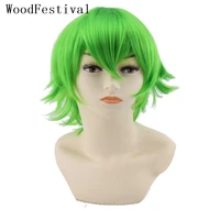 woodfestival male short synthetic wig hair cosplay wigs for men straight boy pink black white green orange purple blue red brown