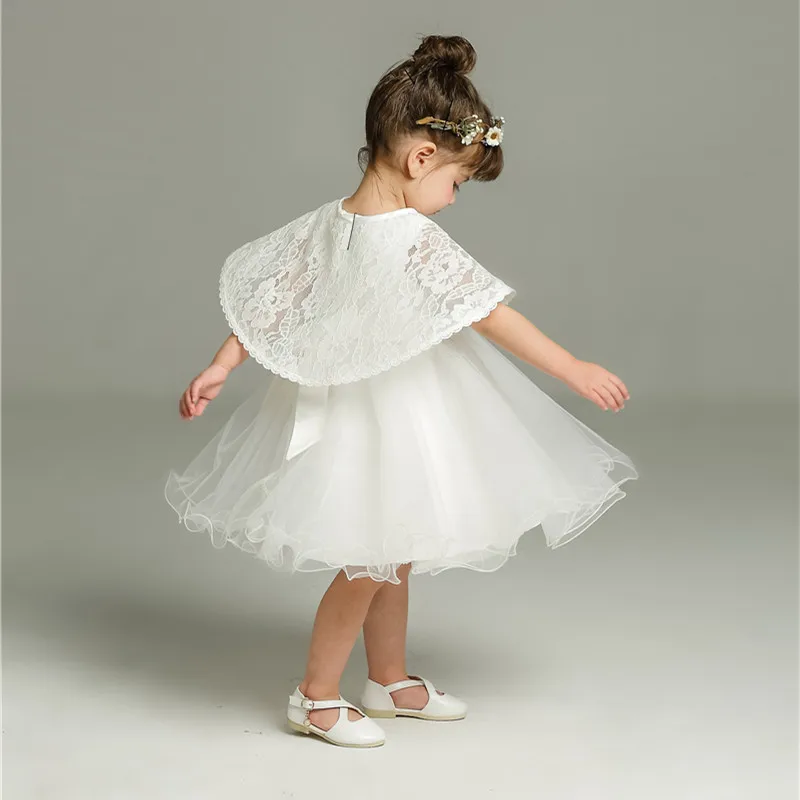 Свадебное платье с накидкой для маленьких девочек кружевное детское крещения