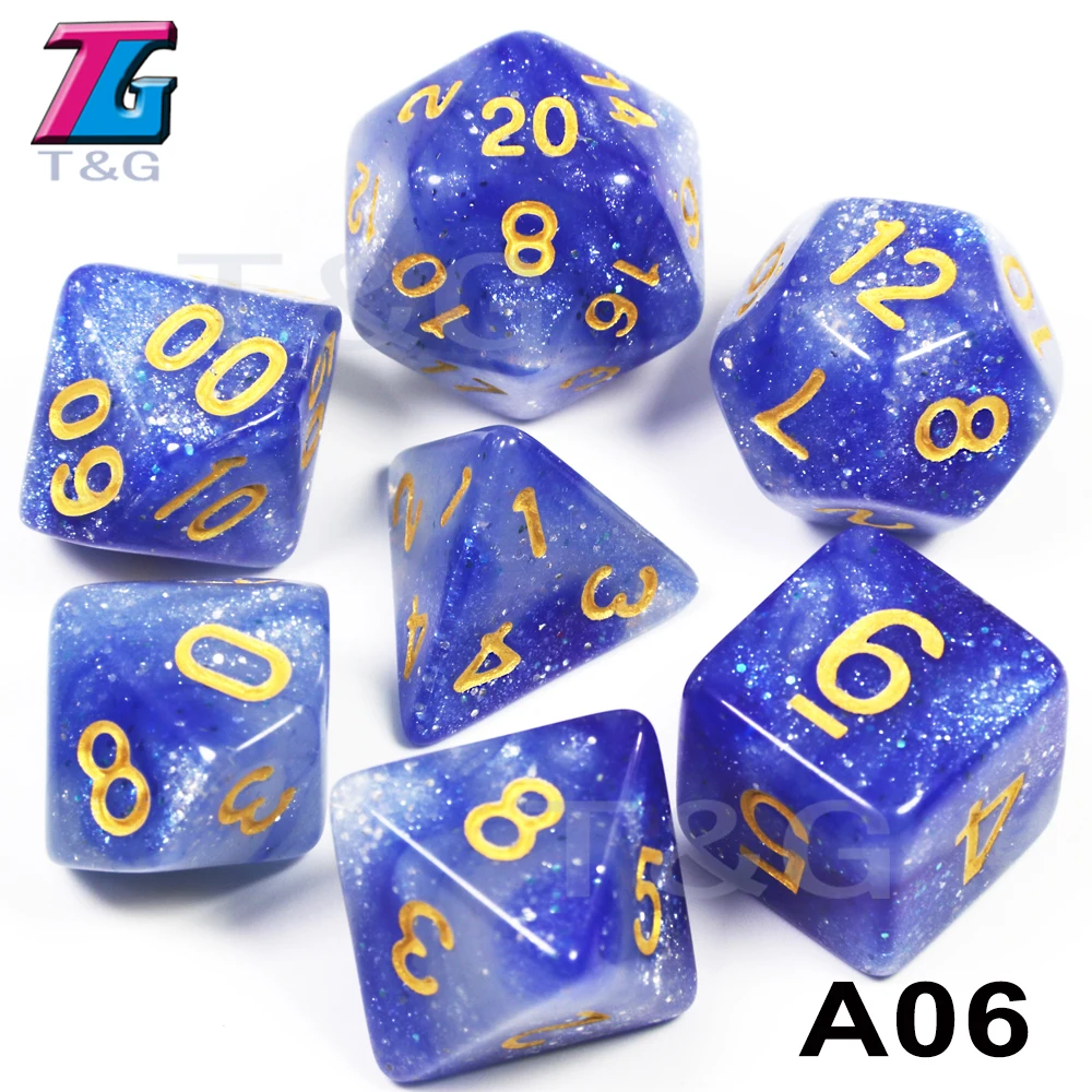 Супер Вселенная Галактика игральные кости DND набор D4-D20 Подземелья и Драконы РПГ лучшие подарки 15 цветов на выбор - Цвет: A06
