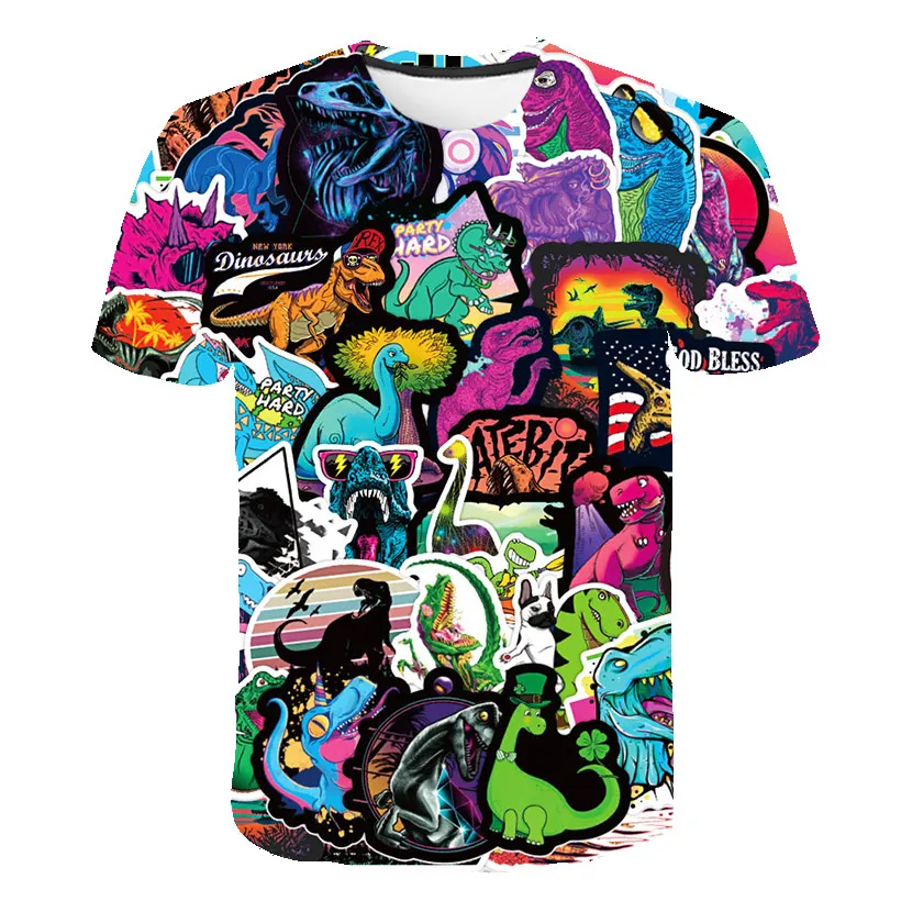 

Unisex Summer New T-shirt Kids Fashion Comic Doodle Girls Tshirts Harajuku Boys Clothes Love Flowers Element O Neck Kids Tshirt