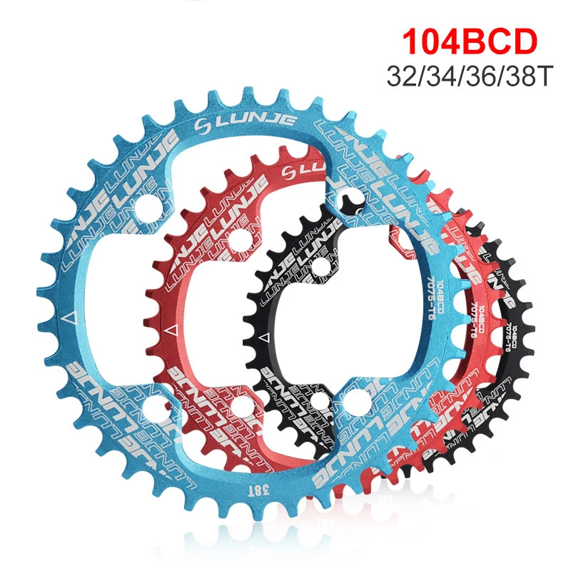 

104BCD Round Narrow Wide Chainring MTB Mountain bike bicycle 32T 34T 36T 38T crankset Tooth plate Parts 104 BCD Free shipping