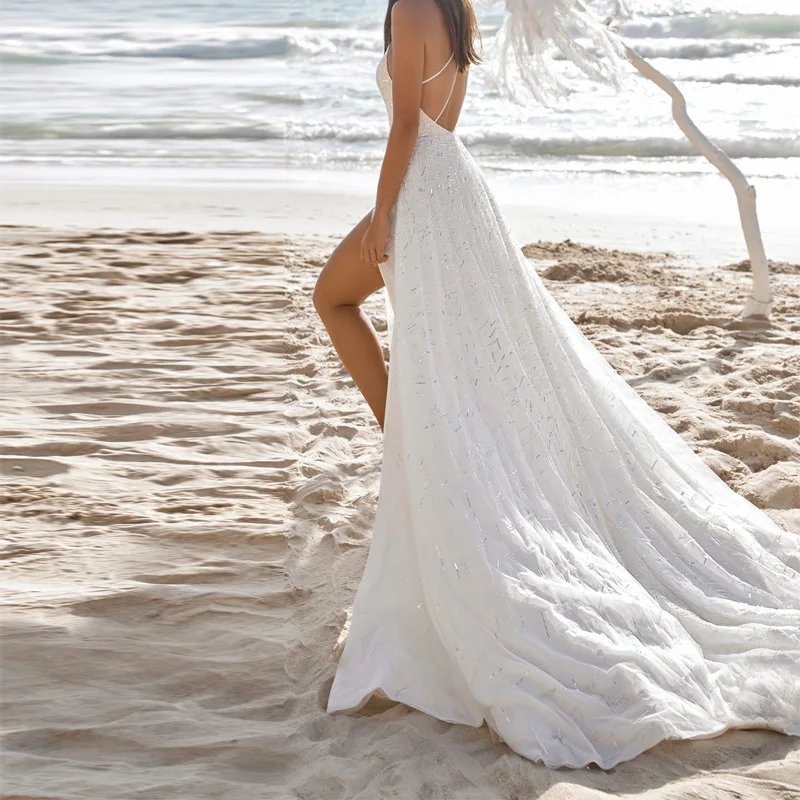 

Женское приталенное платье без рукавов, элегантное винтажное платье на одно плечо с разрезом и блестками, бальное платье для выпускного вечера