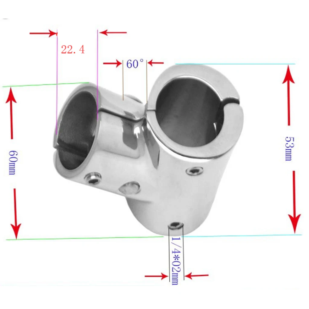 

60 Degree Handrail Tee Fitting - Stainless Steel Hardware - Boat/Marine/Yacht/kayak