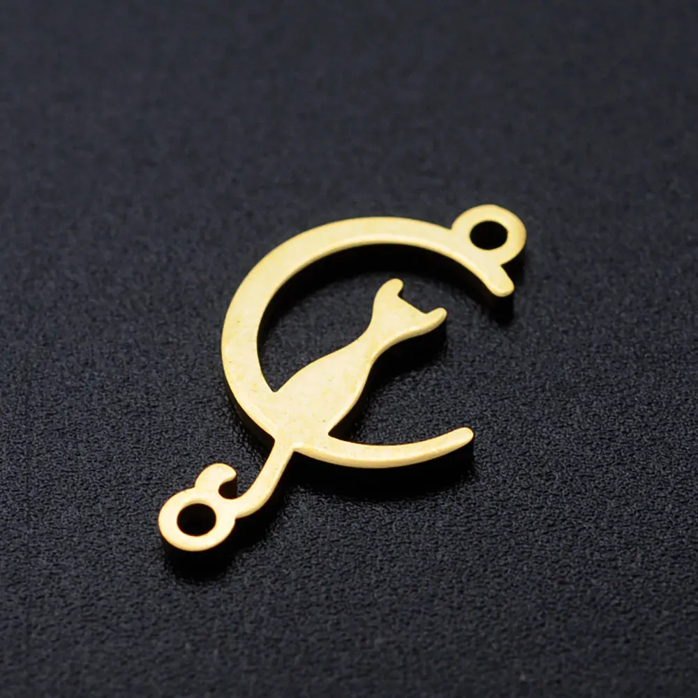 5 шт./лот diy кошка на Луне Подвеска из нержавеющей стали оптовая торговля сердце