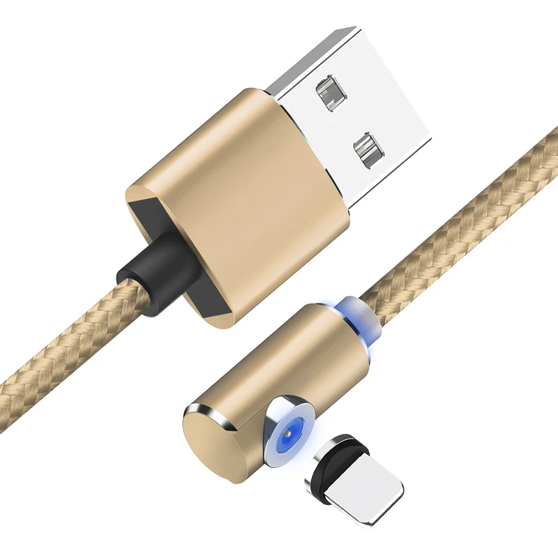 Gold 90 градусов USB Магнитный быстрый заряд кабеля кабель для IPhone Xs Max 8 7 6 5 Магнит Micro usb type C кабель для samsung Xiaomi huawei - Цвет: Gold