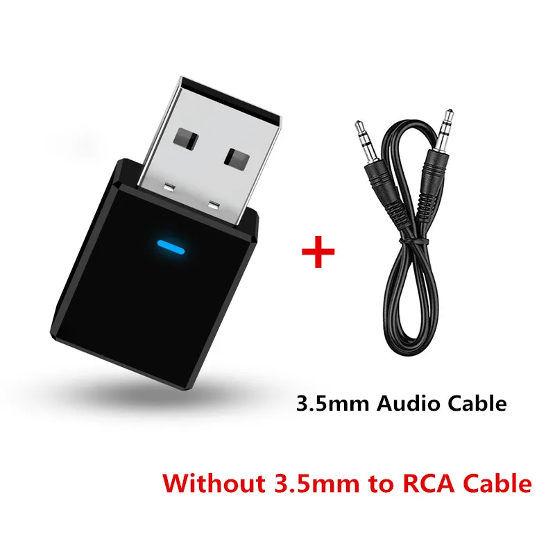 Bluetooth 5,0 аудио приемник передатчик Мини 3,5 мм AUX Jack стерео Bluetooth передатчик для ТВ ПК беспроводной адаптер для автомобиля - Цвет: Color 3 NO RCA Cable